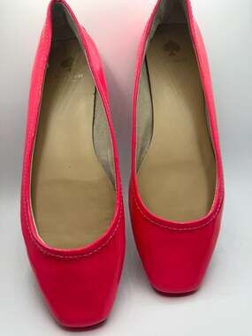 Kate Spade New York Neon Pink Patent Leather Scalloped Ballet Flats